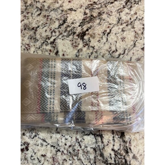 Boho Tribal Unisex Tan Rectangle Scarf Fringe Geometric Southwestern Style - Picture 5 of 6